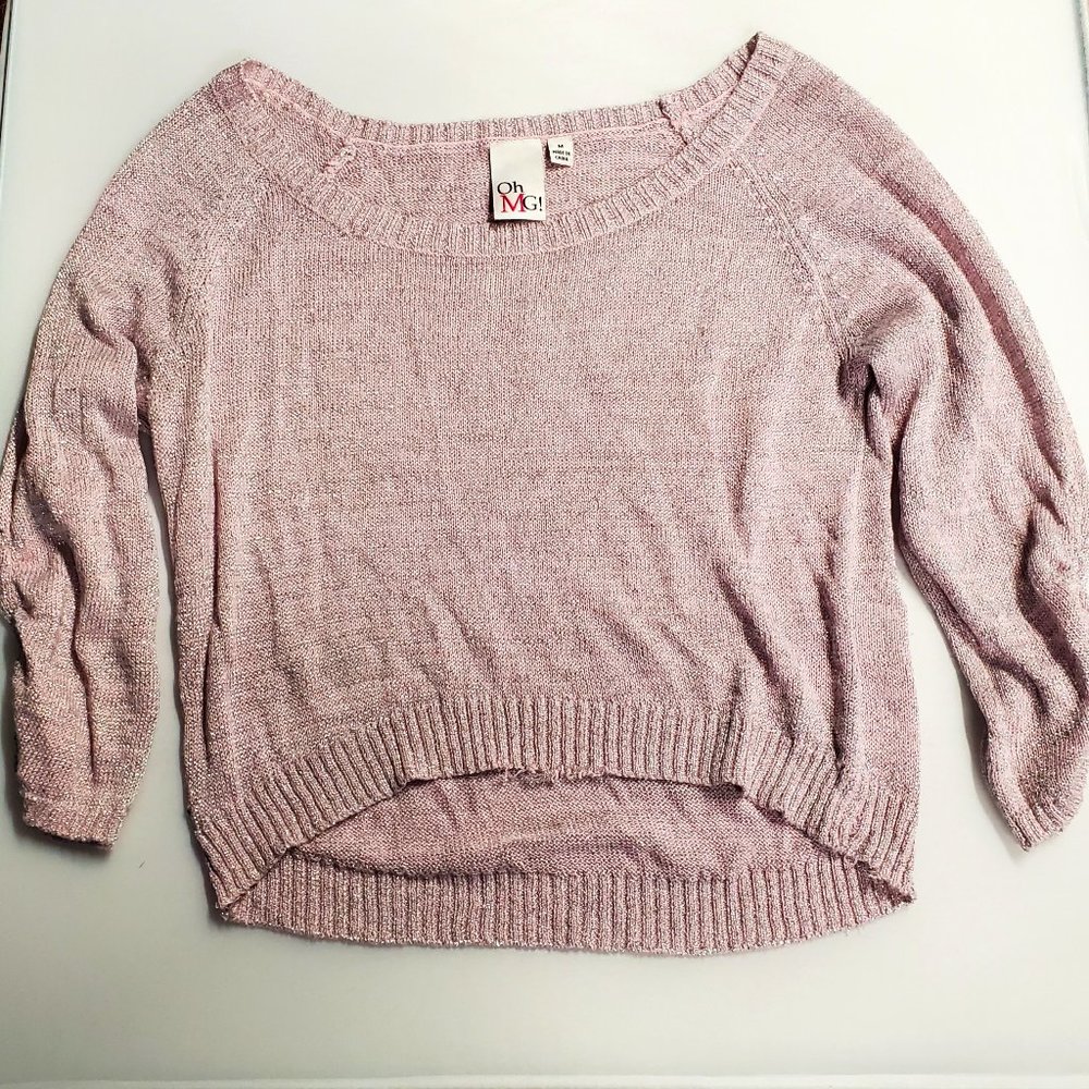 OHMG! Pink Shimmery Cropped Sweater